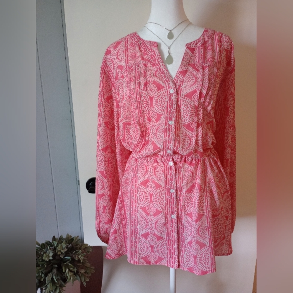 Terra & Sky Pink Printed Long Sleeve Tunic
